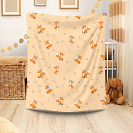 Cute Little Foxes på Cream Fleecefilt