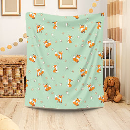 Cute Little Foxes på Grönten Fleecefilt