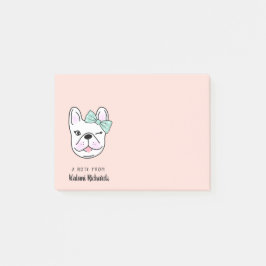 Cute Little Fransk Bulldog| Persikor| Personlig Post-it Block