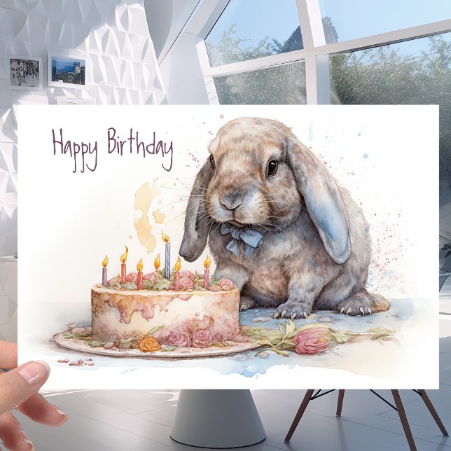 Cute Little Fransk Lop Bunny Rabbit - födelsedag Kort (Skapare uppladdad)