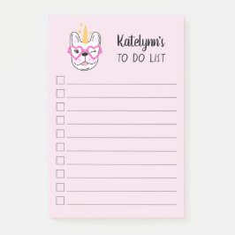 Cute Little Frenchie Unicorn| Rosa| Personlig Post-it Block