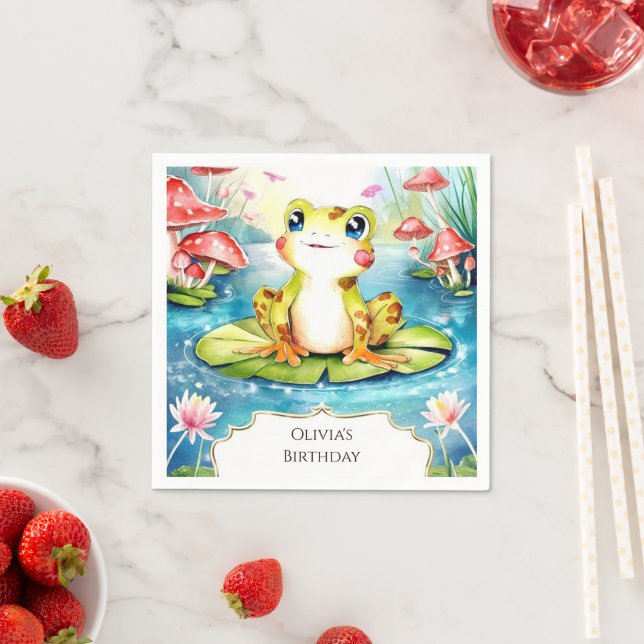 Cute Little Frog Birthday Pappersservett (Insitu)