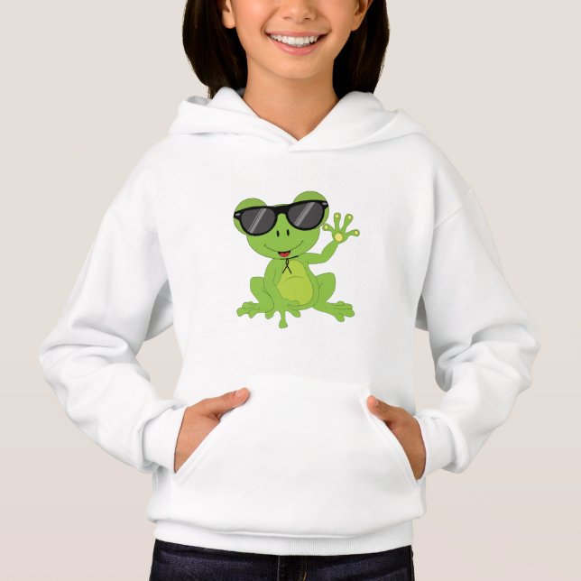 Cute little frog green sunglasses Gift for Kids T Shirt (Framsida)