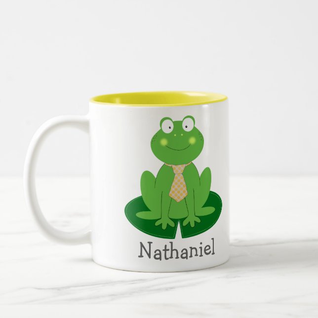 Cute Little Froggy med Tie Personlig mugg (Vänster)