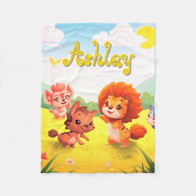 Cute Little Furry Animals on a Fleece Baby Blanket (Framsidan)