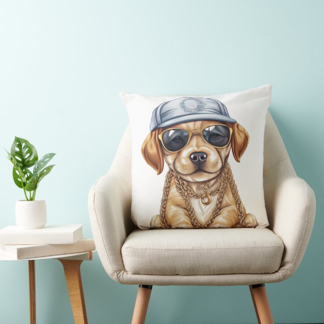 CUTE LITTLE GANGSTER PUPPY HUND IN CLOTHE & HAT KUDDE (Stol)