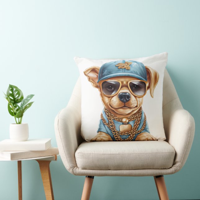 CUTE LITTLE GANGSTER PUPPY HUND IN CLOTHE & HAT KUDDE (Stol)