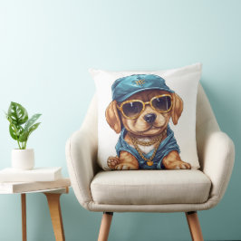 CUTE LITTLE GANGSTER PUPPY HUND IN CLOTHE & HAT KUDDE