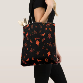 Cute Little Ghost Black och Orange Halloween Tygkasse