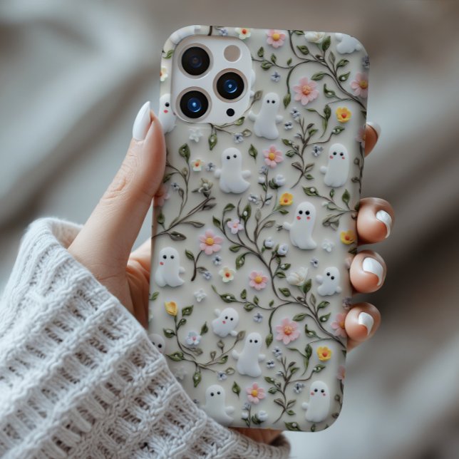 Cute Little Ghost Blommigt 3D Phone Case (Skapare uppladdad)