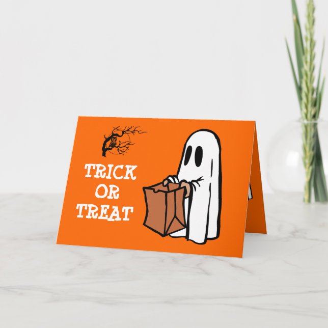 Cute Little Ghost Bus eller godis Kids Halloween Kort (Framsida)