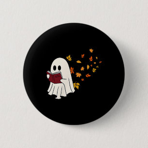 Cute Little Ghost som läser Bok under Höst löv W Knapp