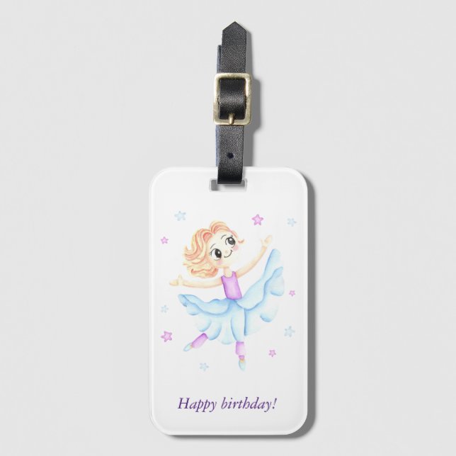 Cute Little ginger Girl ballerina Bagagebricka (Framsida vertikal)