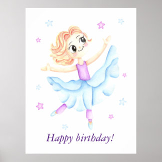 Cute Little ginger Girl ballerina Poster