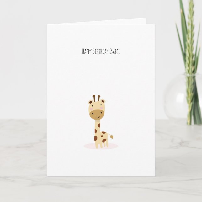 Cute Little Giraffe Birthday Card Kort (Framsida)