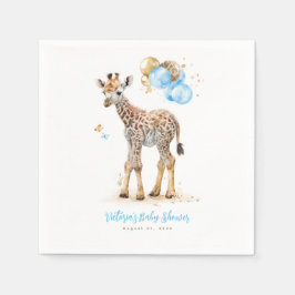 Cute Little Giraffe Modern Boho Blue Brown Pappersservett