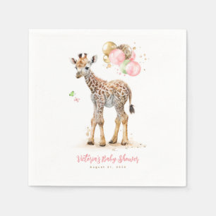 Cute Little Giraffe Modern Boho Rosa Brown Pappersservett