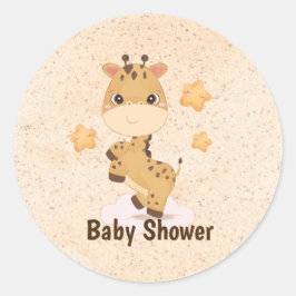 Cute Little Giraffe Stars Baby Shower Runt Klistermärke