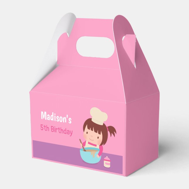 Cute Little Girl Baking Chef Födelsedagsfest Presentaskar (Framsidan Sidan)