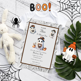 Cute Little Girl Boo Halloween Baby Shower Inbjudningar