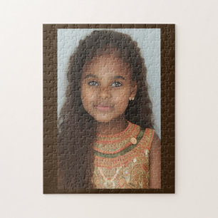 Cute Little Girl brunbrun hud bruna kurvor Pussel