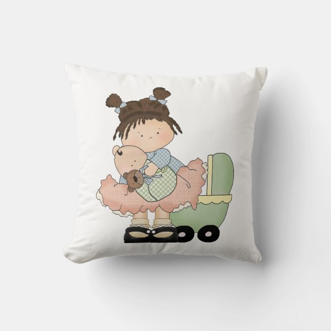 Cute Little Girl/Buggy and Doll Kudde (Framsida)