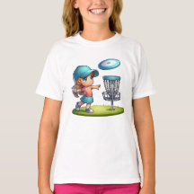 Cute Little Girl Disk Golf Tecknad
