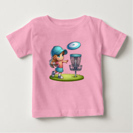 Cute Little Girl Disk Golf Tecknad T Shirt