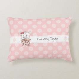 Cute Little Girl Hamster Rosa Accent Pillow Prydnadskudde