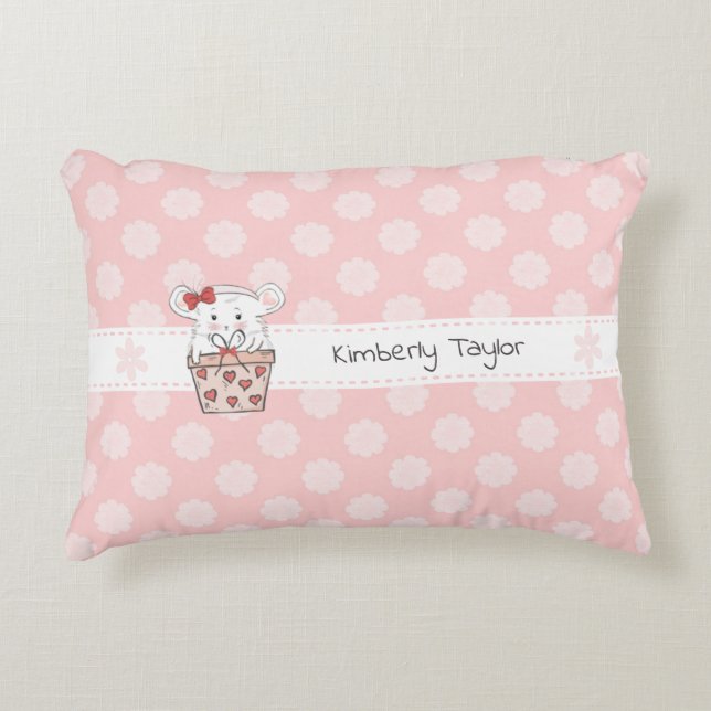 Cute Little Girl Hamster Rosa Accent Pillow Prydnadskudde (Framsidan)