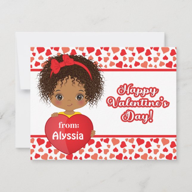 Cute Little Girl Holding St. Valentine Heart Card Anteckningskort (Framsida)