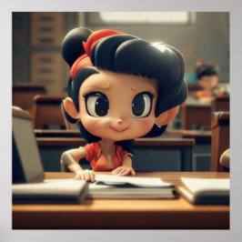 Cute Little Girl i lektionen med modern flicka i s Poster