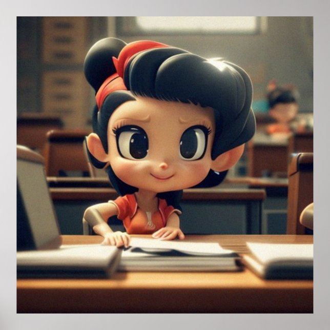 Cute Little Girl i lektionen med modern flicka i s Poster (Framsidan)