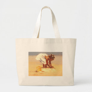 Cute Little Girl leker i sand Jumbo Tygkasse