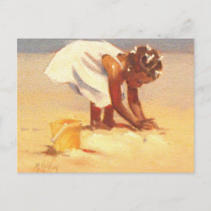 Cute Little Girl leker i sand Vykort