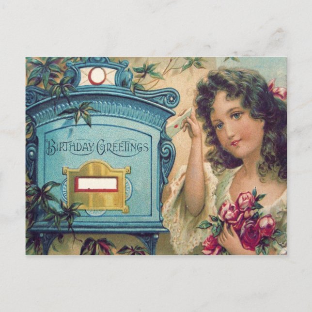 Cute Little Girl Mailbox Brev Ro Vykort (Framsida)