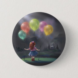 Cute Little Girl med Balloons Knapp