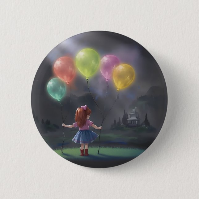 Cute Little Girl med Balloons Knapp (Framsida)