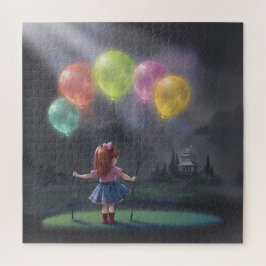 Cute Little Girl med Balloons Pussel