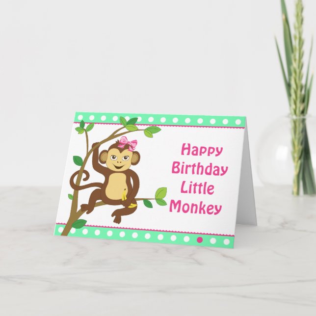 Cute Little Girl Monkey Kort (Framsida)