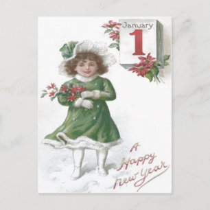 Cute Little Girl Poinsettias Poinsettia Vykort