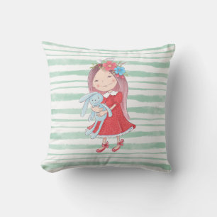 Cute Little Girl Stuffed Rabbit Leksak Kudde