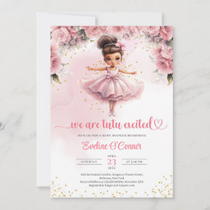 Cute Little girl tutu ballerina dress Baby Shower Inbjudningar