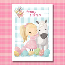 Cute Little Girl with Pony - Horse Påsk