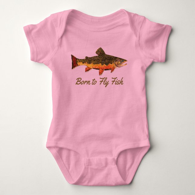 Cute Little Girl's "Born to Fly Fish" T Shirt (Framsida)