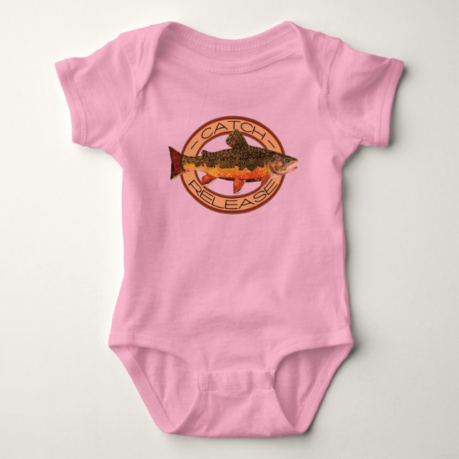 Cute Little Girl's Brook Trout Fishing T Shirt (Framsida)