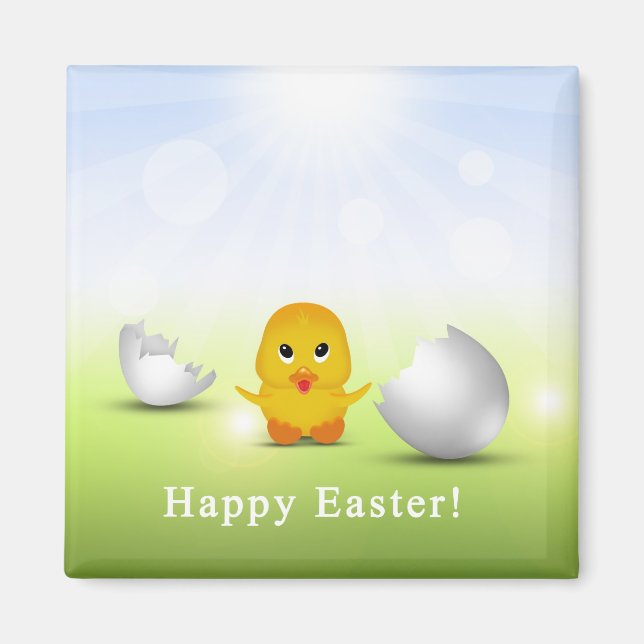 Cute Little Glad påsk Baby Chick Magnet (Framsidan)