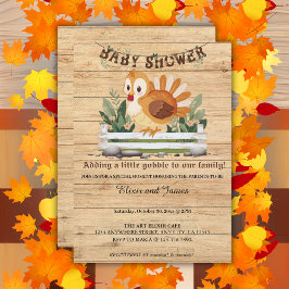 Cute Little Gobble Turkey Baby Shower Inbjudningar