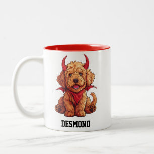 Cute Little Goldendoodle Djävulen Två-Tonad Mugg