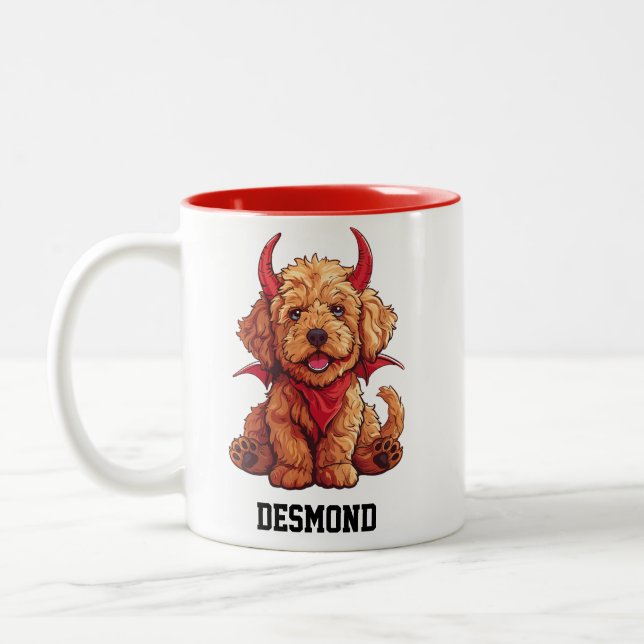 Cute Little Goldendoodle Djävulen Två-Tonad Mugg (Vänster)